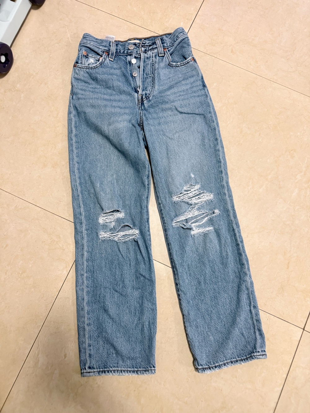 Levi's Light Blue Distressed Boyfriend Jeans
